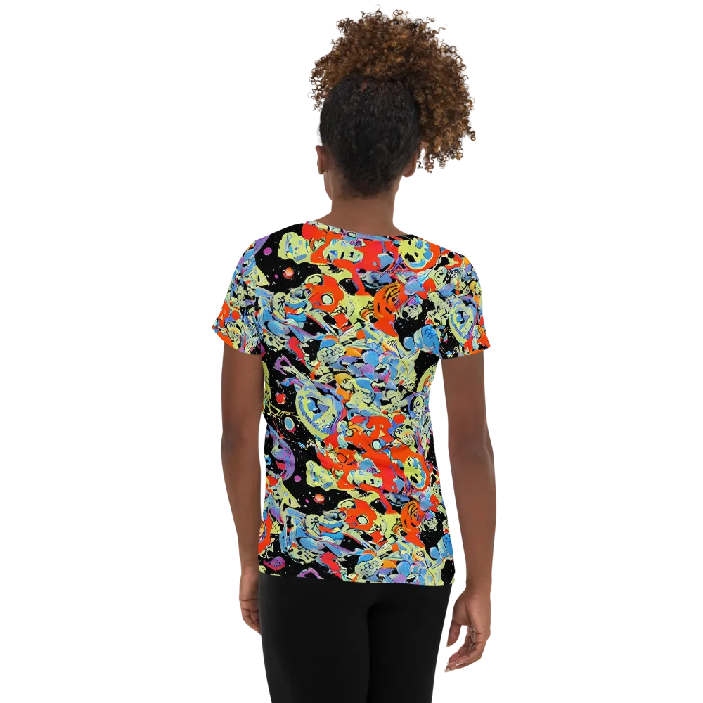 Blacklight Bones on Women's Athletic T-Shirt — Back