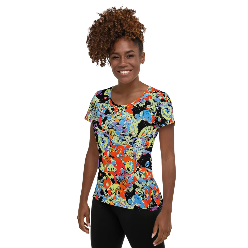 Blacklight Bones on Women's Athletic T-Shirt — Left