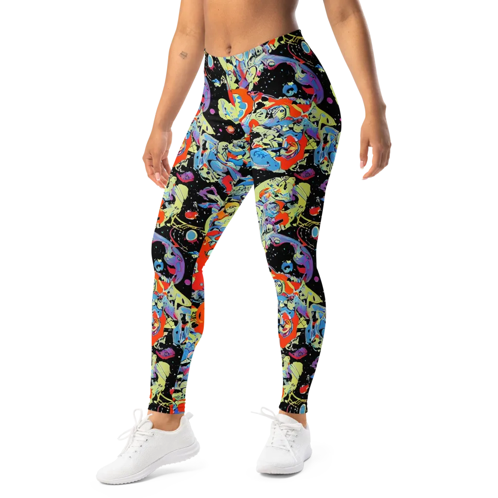 Blacklight Bones on Leggings — Left Front
