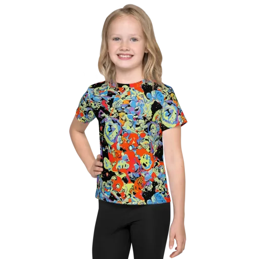 Blacklight Bones on a Kids Crew Neck T-Shirt