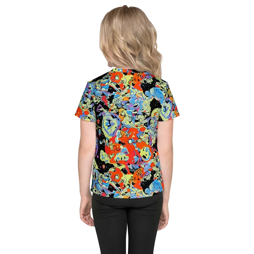 Blacklight Bones on Kids Crew Neck T-Shirt — Back