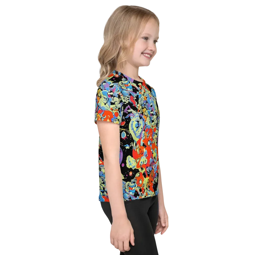 Blacklight Bones on Kids Crew Neck T-Shirt — Right