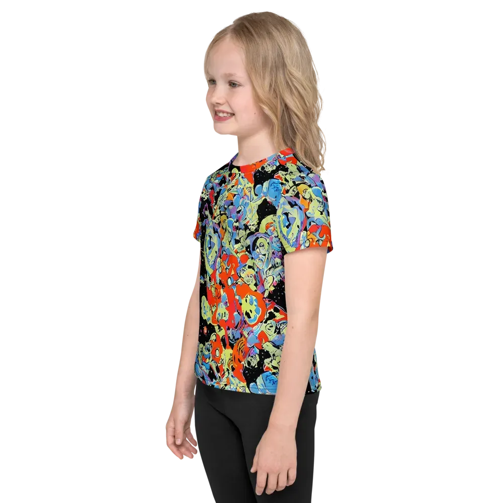 Blacklight Bones on Kids Crew Neck T-Shirt — Left