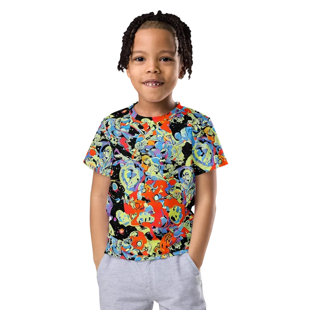 Blacklight Bones on Kids Crew Neck T-Shirt — Front