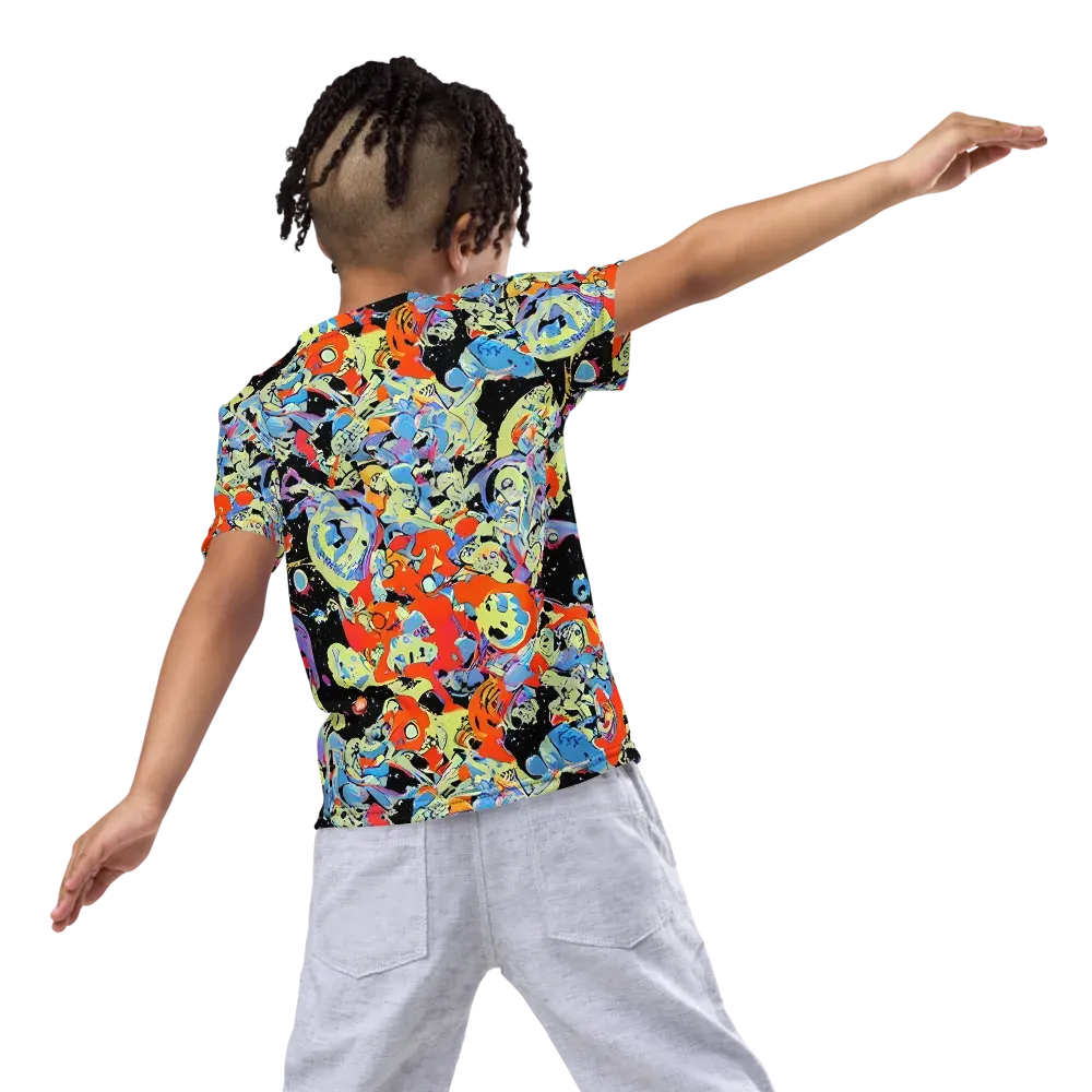 Blacklight Bones on Kids Crew Neck T-Shirt — Back