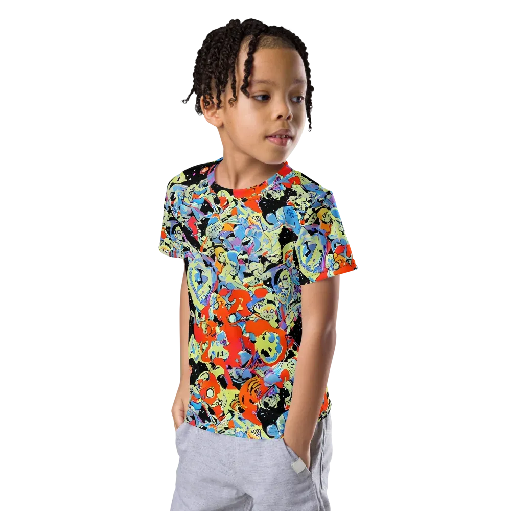 Blacklight Bones on Kids Crew Neck T-Shirt — Left Front