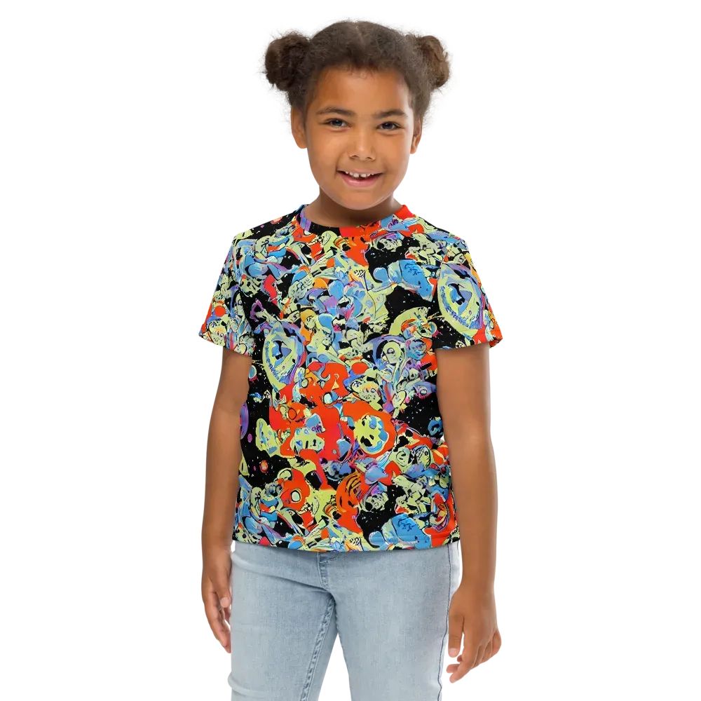 Blacklight Bones on Kids Crew Neck T-Shirt — Front