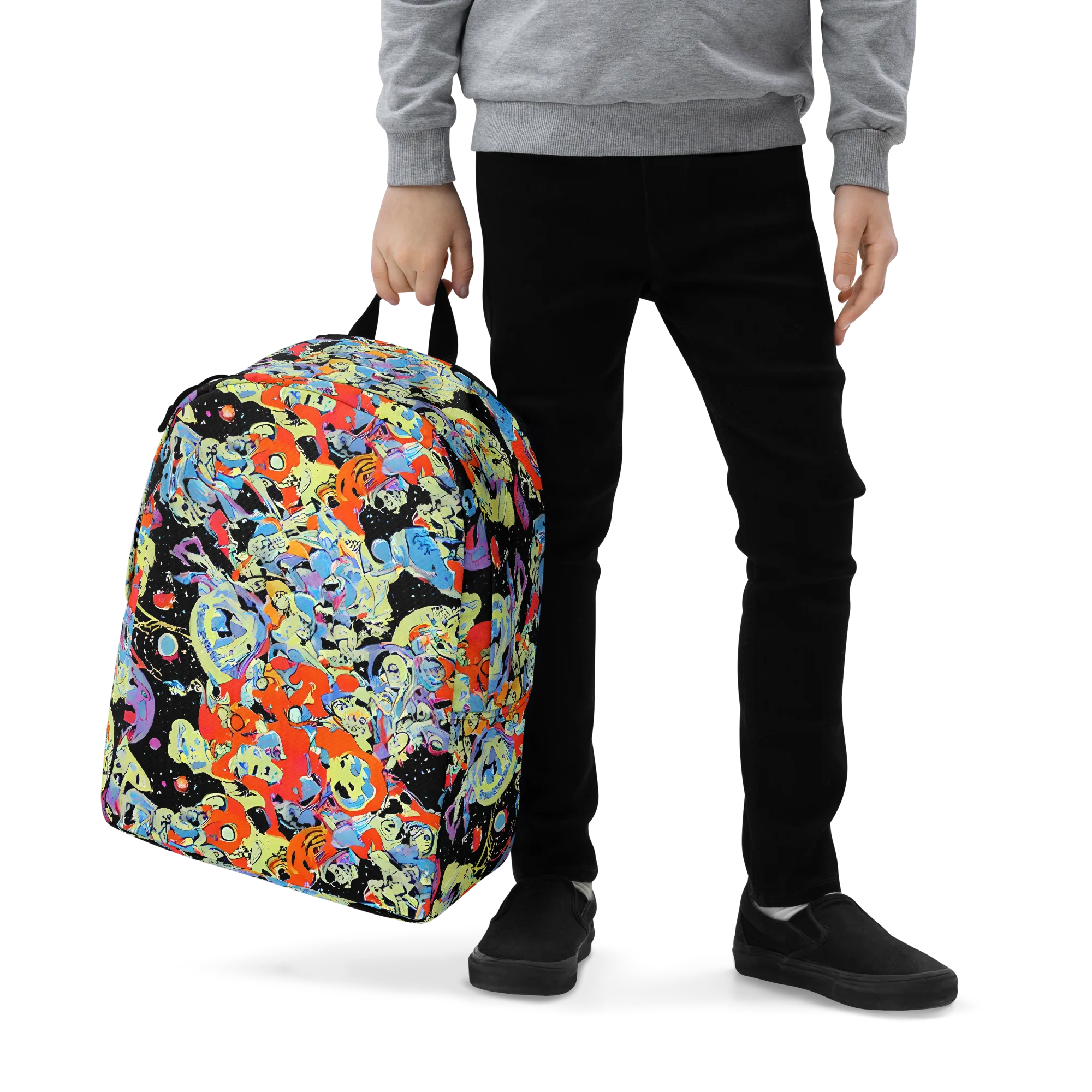 Blacklight Bones on Minimalist Backpack — Zoomed-in