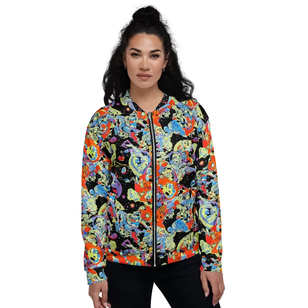 Blacklight Bones on Bomber Jacket — Front