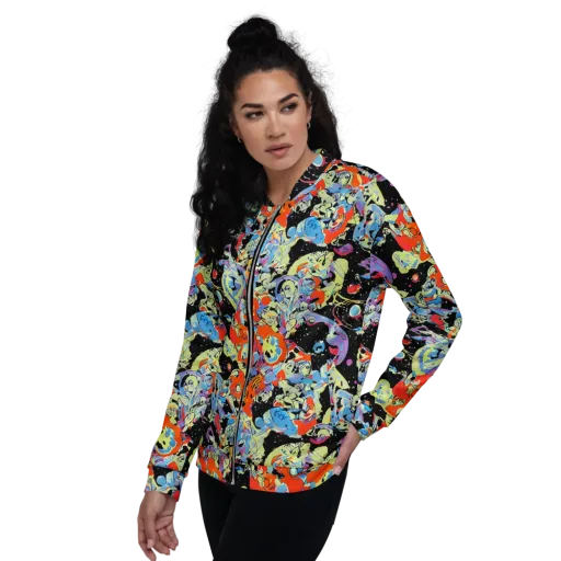 Blacklight Bones on a Bomber Jacket