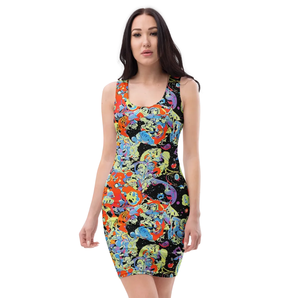 Blacklight Bones on Bodycon Dress — Front