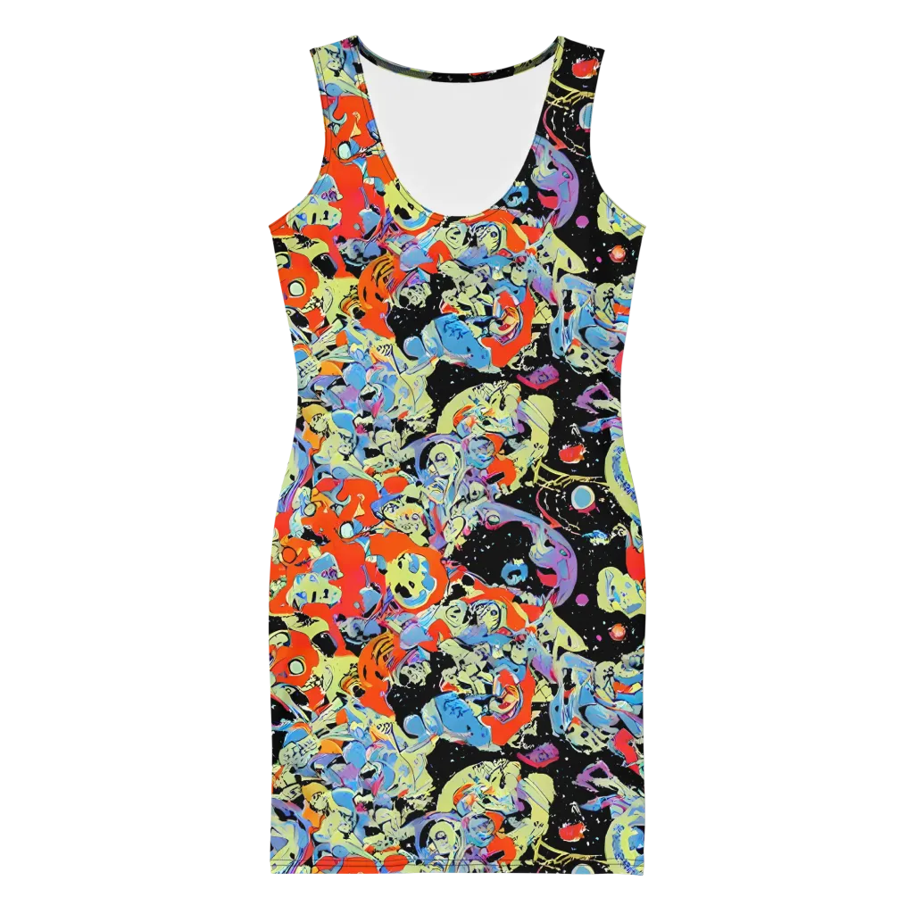 Blacklight Bones on Bodycon Dress — Front