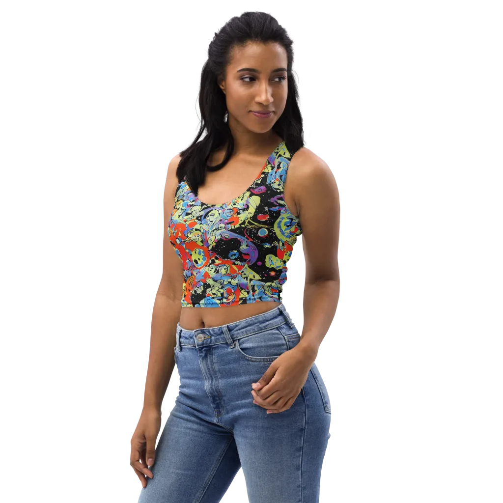 Blacklight Bones on Crop Top — Left Front