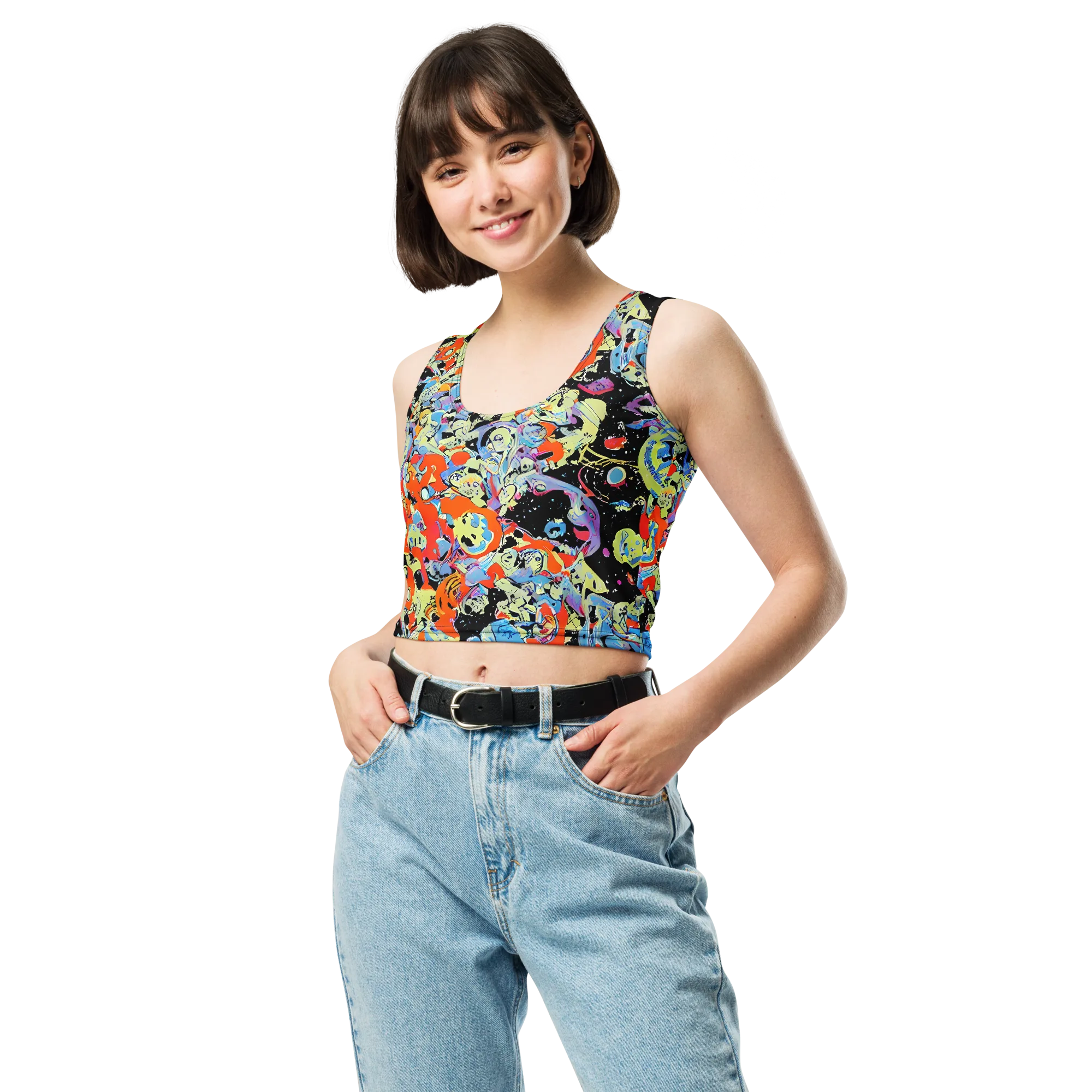 Blacklight Bones on Crop Top — Front