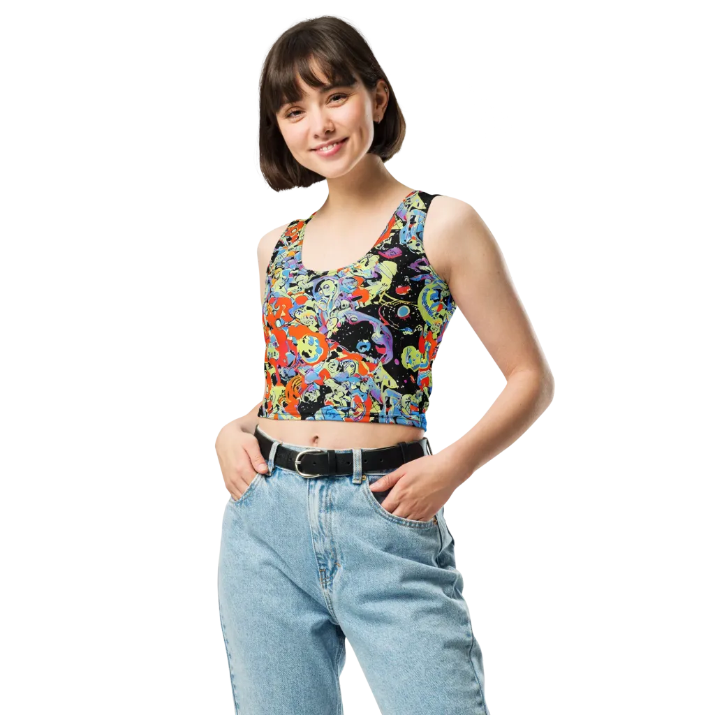 Blacklight Bones on Crop Top — Front