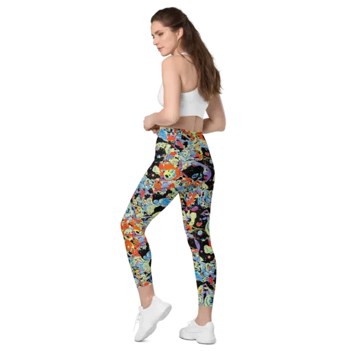 Blacklight Bones on a Leggings with Pockets