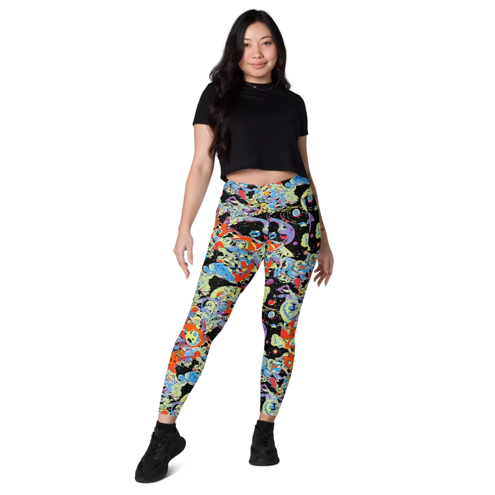 Blacklight Bones on Leggings with Pockets — Front