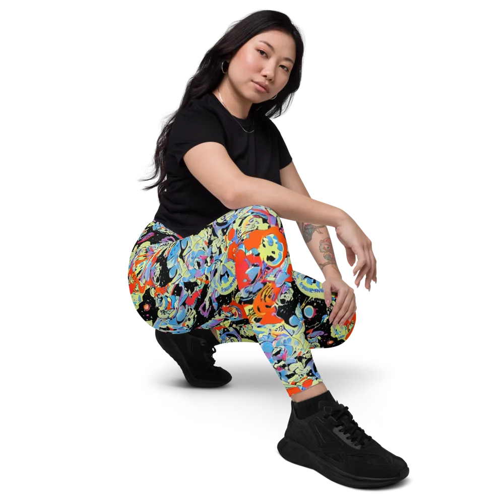 Blacklight Bones on Leggings with Pockets — Right Front