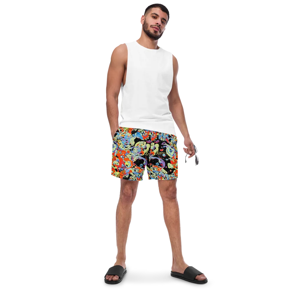 Blacklight Bones on Swim Trunks — Front
