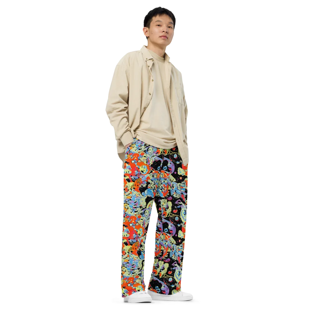 Blacklight Bones on Wide-Leg Pants — Right Front