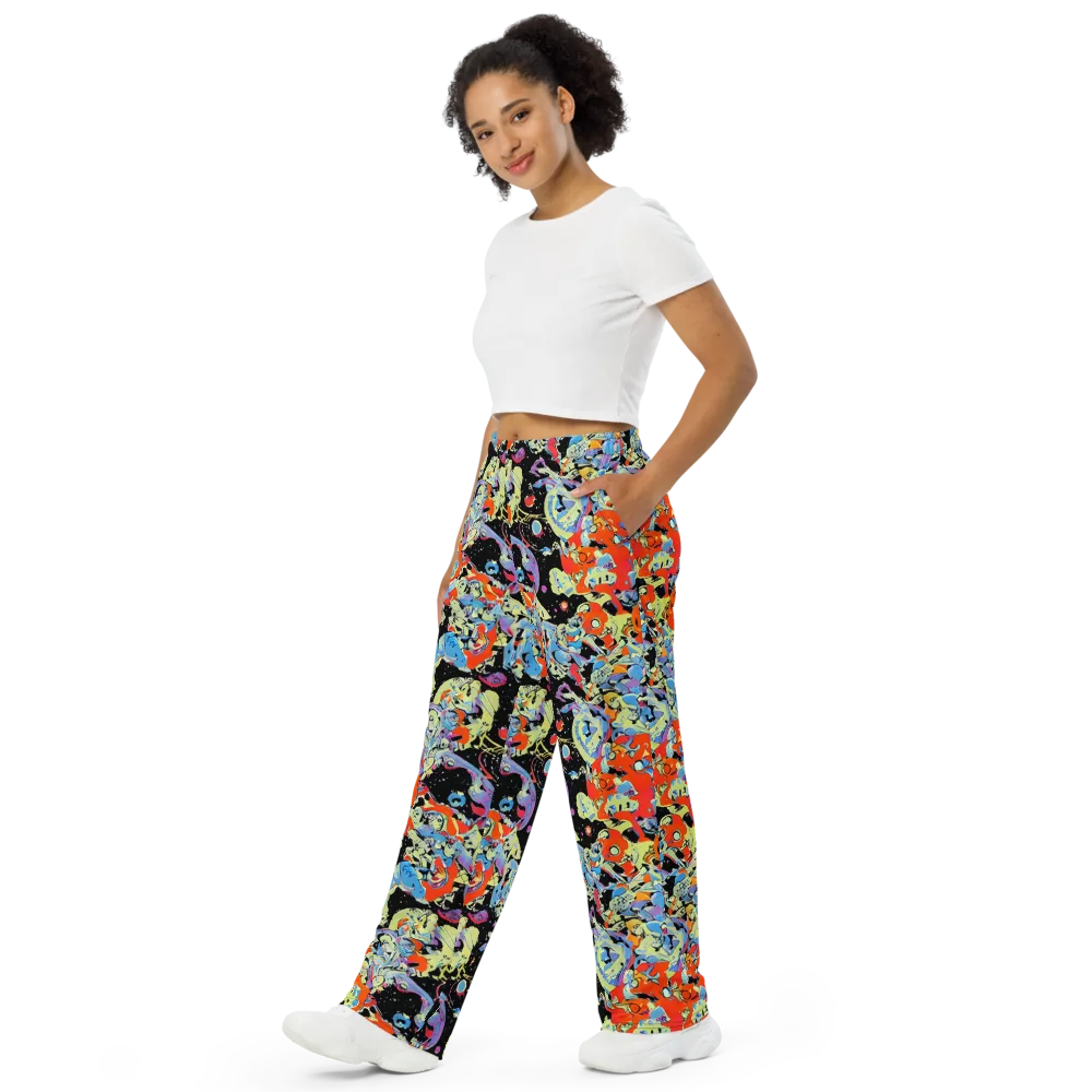 Blacklight Bones on Wide-Leg Pants — Left Front