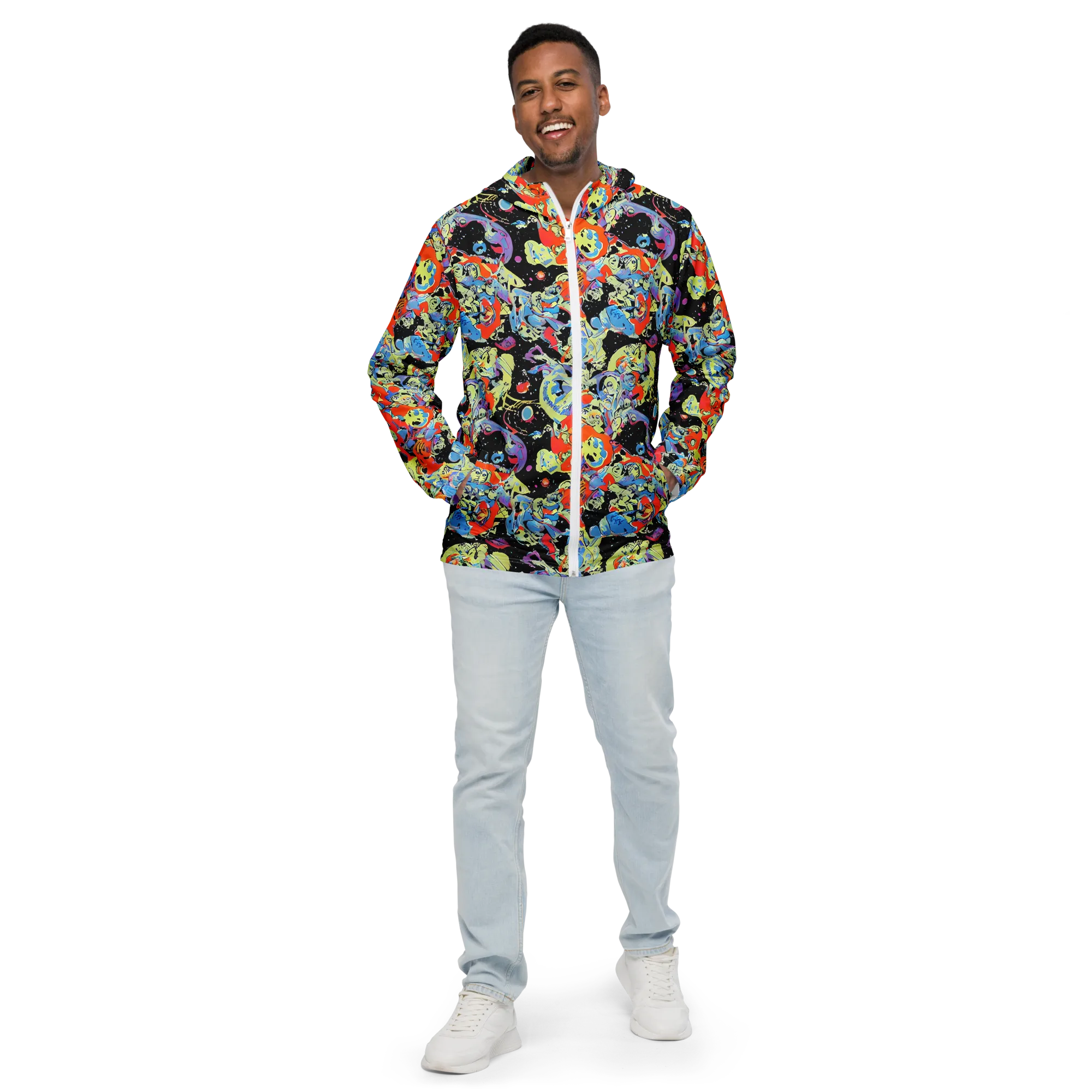 Blacklight Bones on Men's Windbreaker — Front