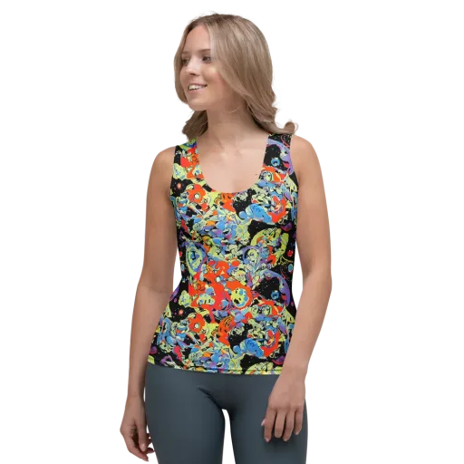 Blacklight Bones on a Women's Tank Top