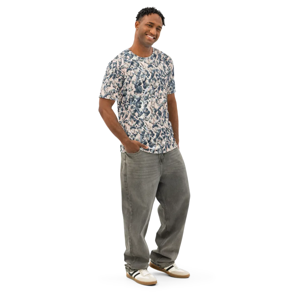 Bristle Noir on Men's Cotton Crew Neck T-Shirt — Right Front