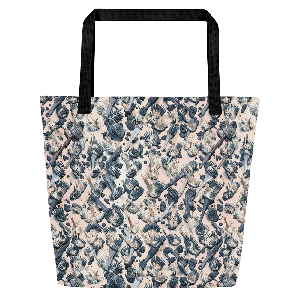 Bristle Noir on Large Tote Bag W/ Pocket — Front