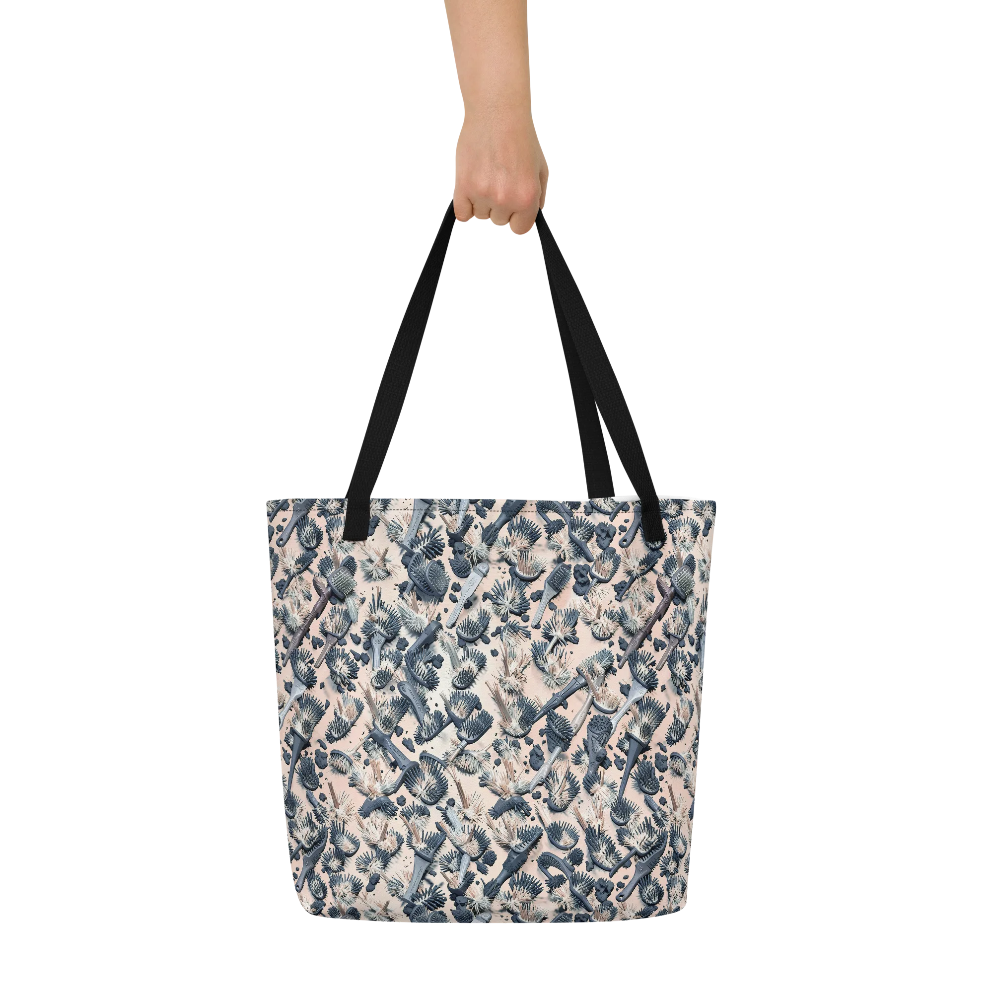 Bristle Noir on Large Tote Bag W/ Pocket — Front