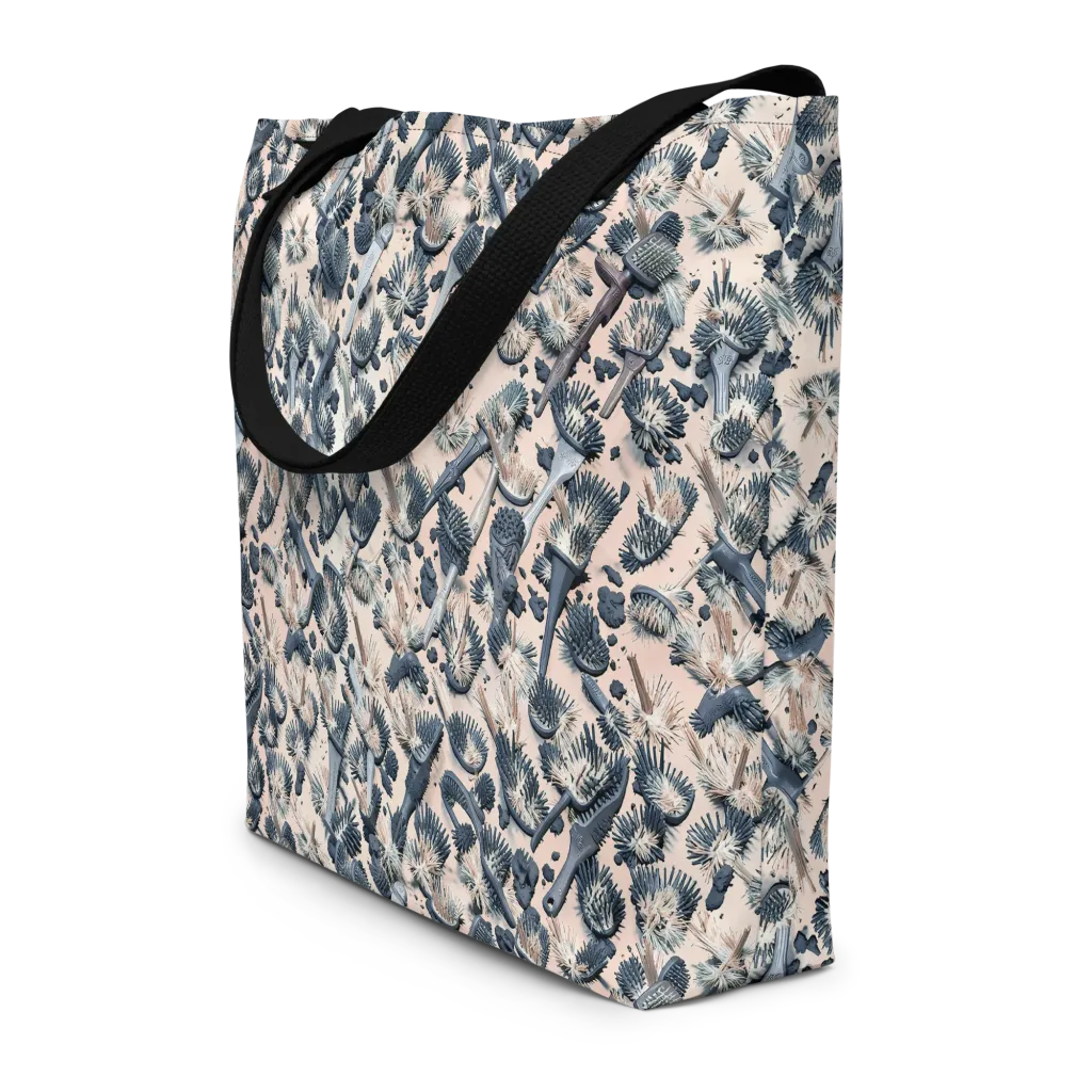 Bristle Noir on Large Tote Bag W/ Pocket — Front