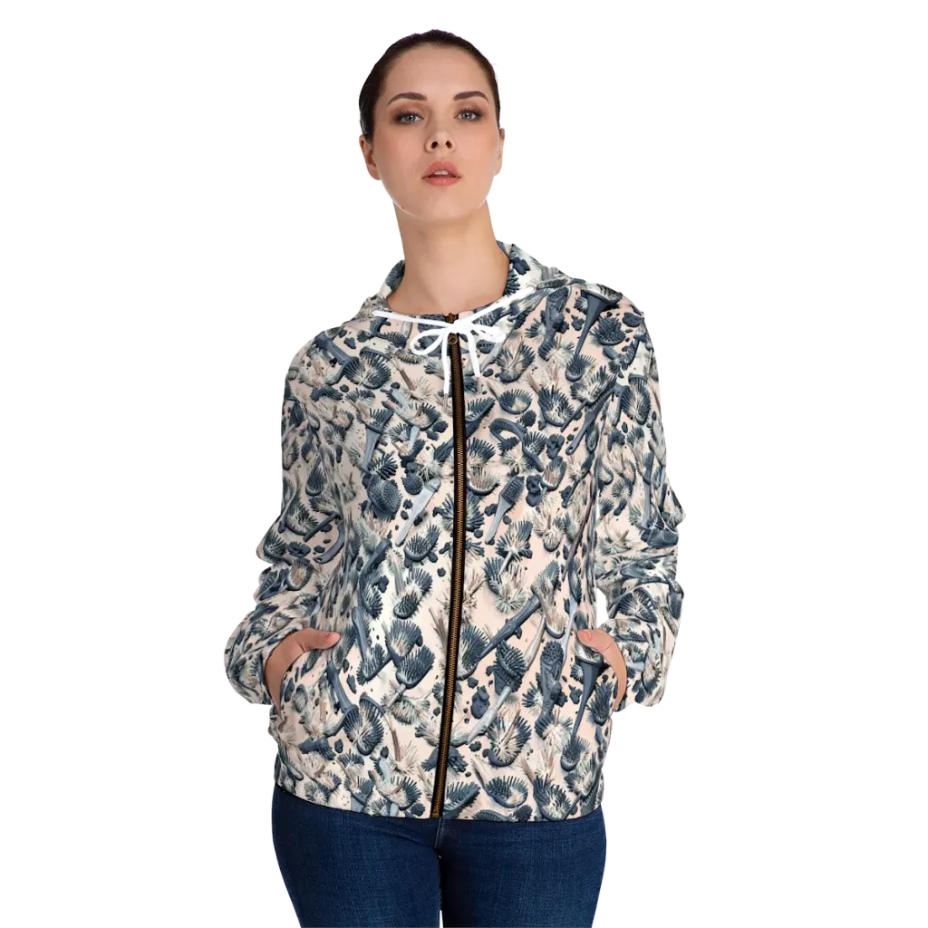 Bristle Noir on Women's Full-Zip Hoodie — Front On Person