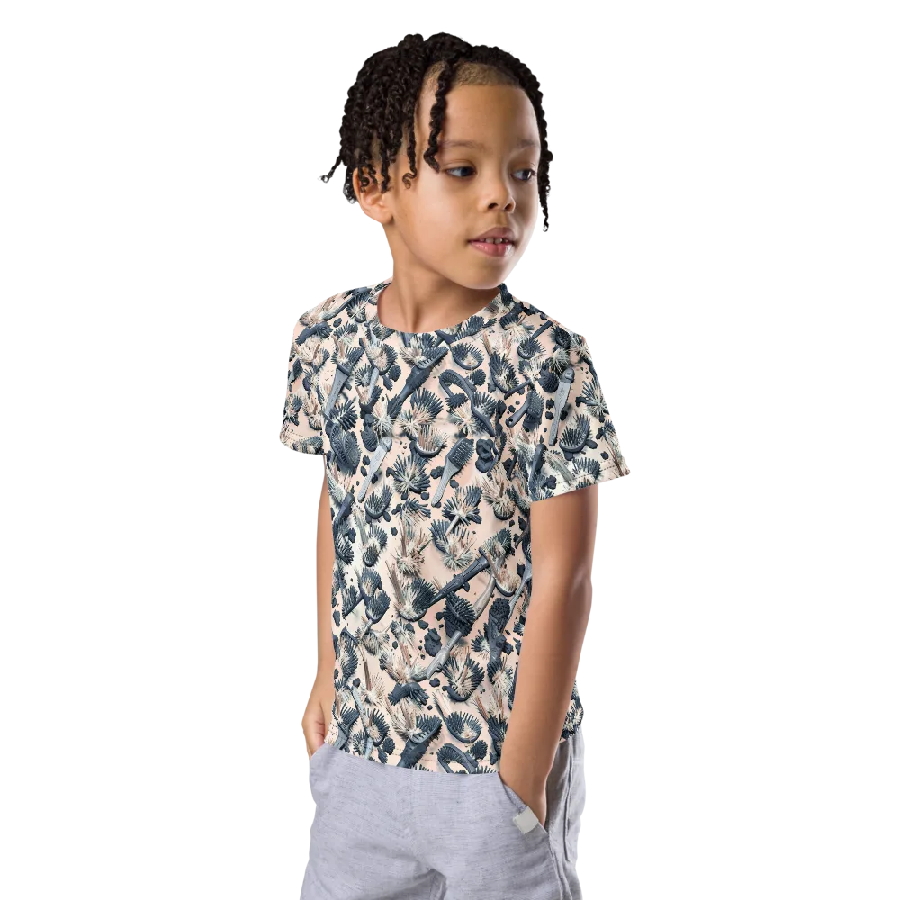 Bristle Noir on Kids Crew Neck T-Shirt — Left Front
