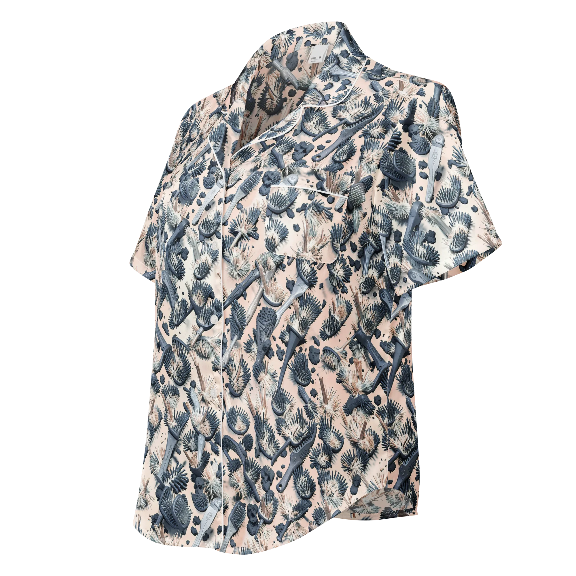 Bristle Noir on Women's Short Sleeve Pajama Top — Left Front