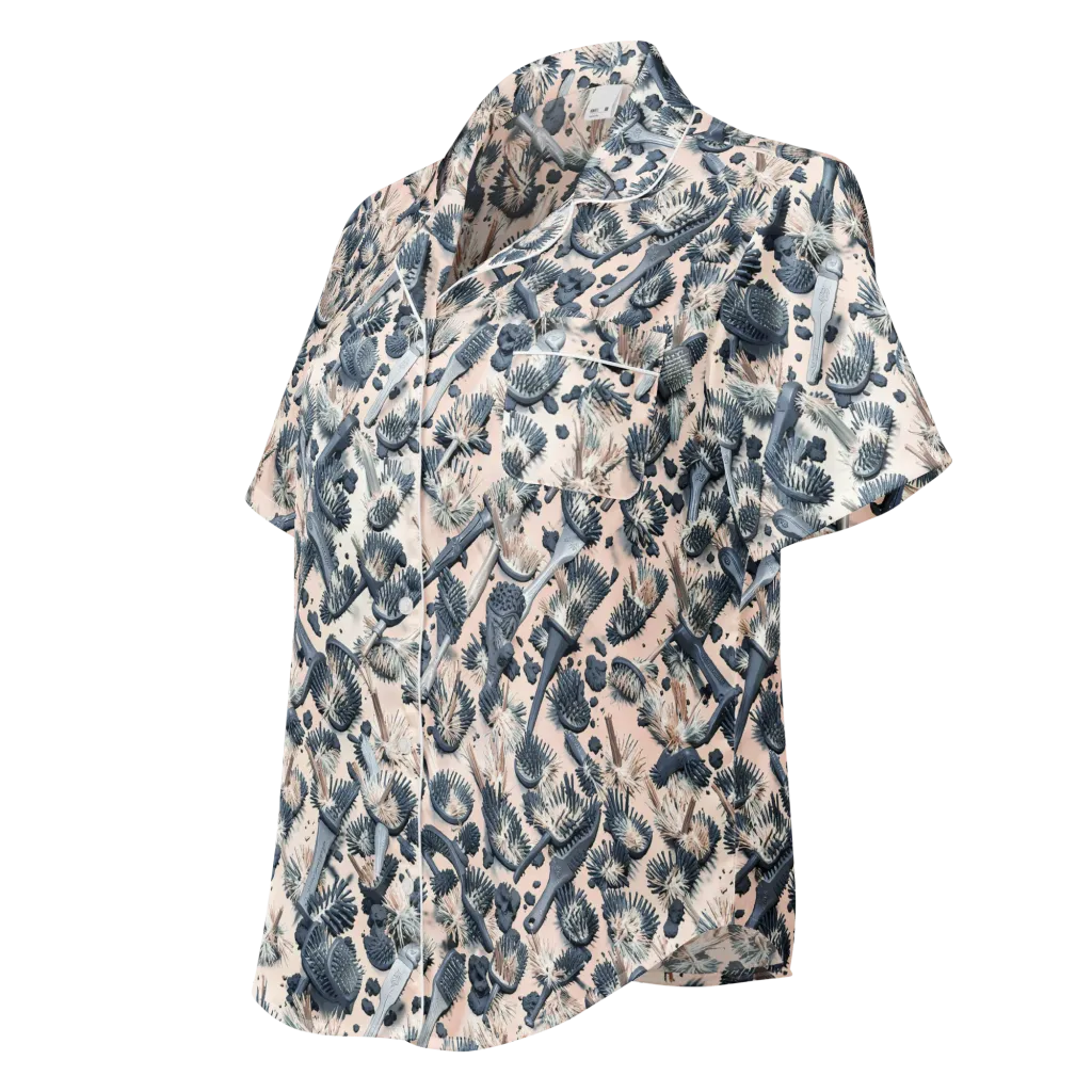 Bristle Noir on Women's Short Sleeve Pajama Top — Left Front
