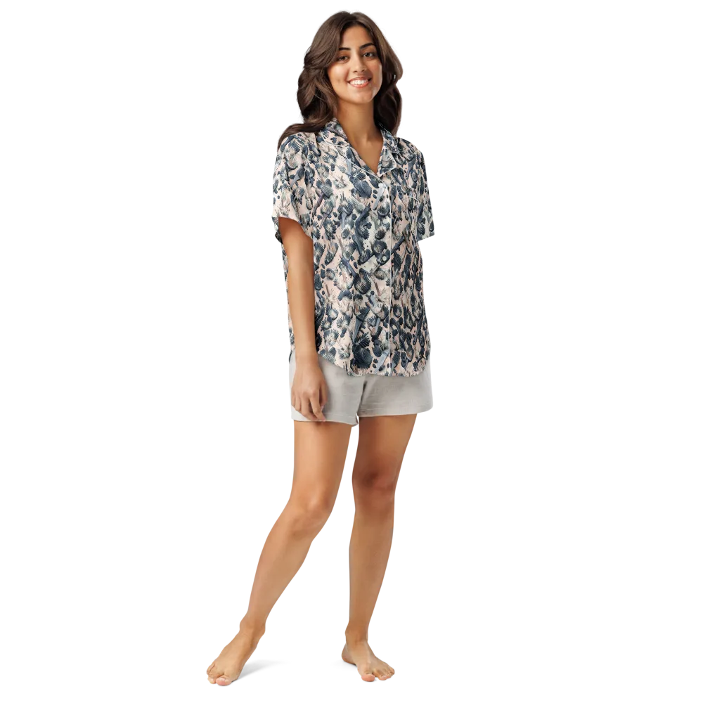 Bristle Noir on Women's Short Sleeve Pajama Top — Front