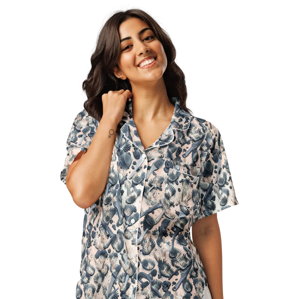 Bristle Noir on Women's Short Sleeve Pajama Top — Front