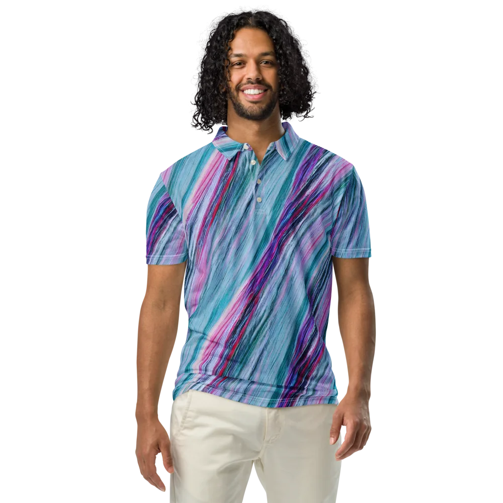 Chromatic Drift on Men's Slim Fit Polo Shirt — Front