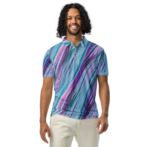 Chromatic Drift on a Men's Slim Fit Polo Shirt