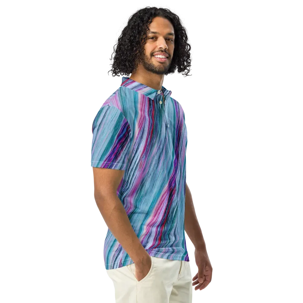 Chromatic Drift on Men's Slim Fit Polo Shirt — Right Front