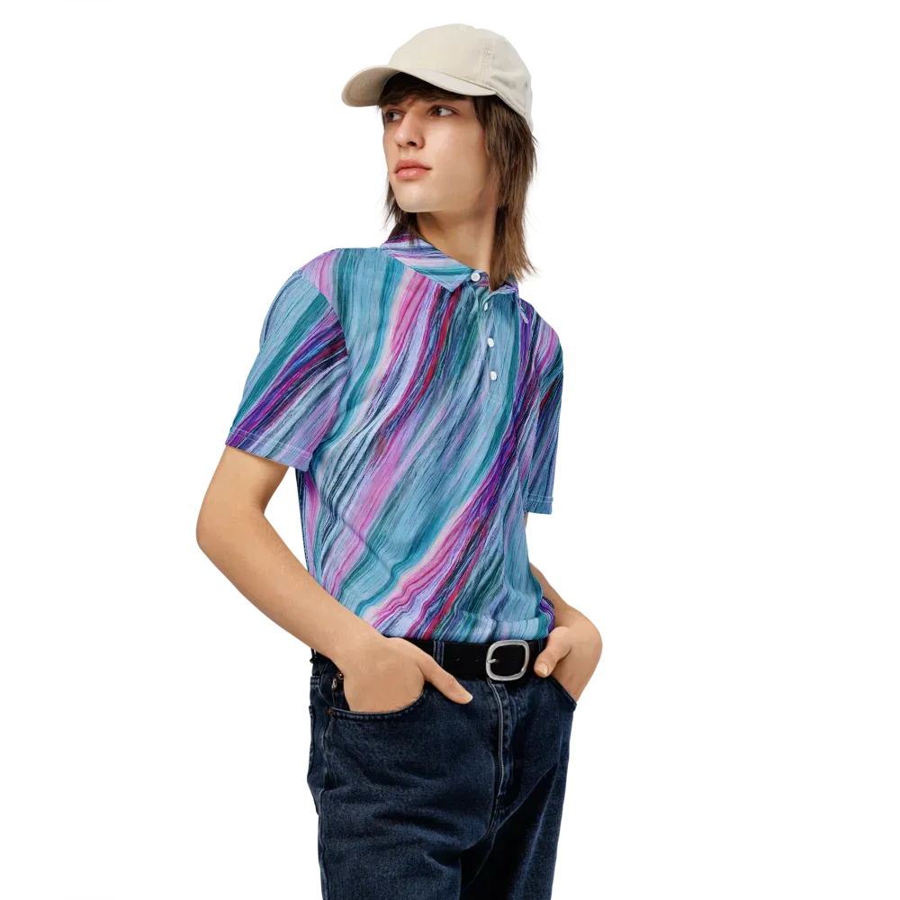 Chromatic Drift on Men's Slim Fit Polo Shirt — Right Front