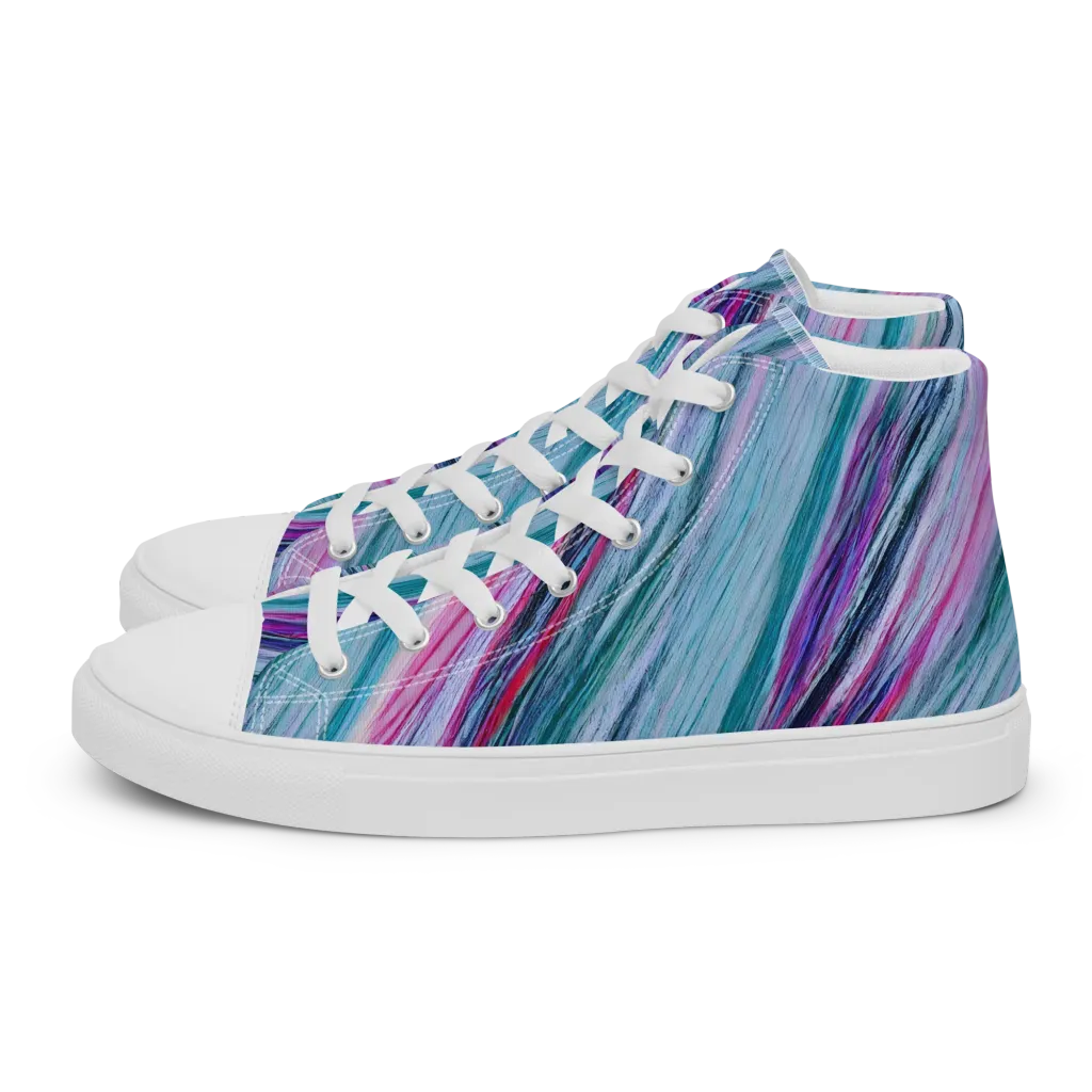 Chromatic Drift on Men's High Top Canvas Shoes — Left