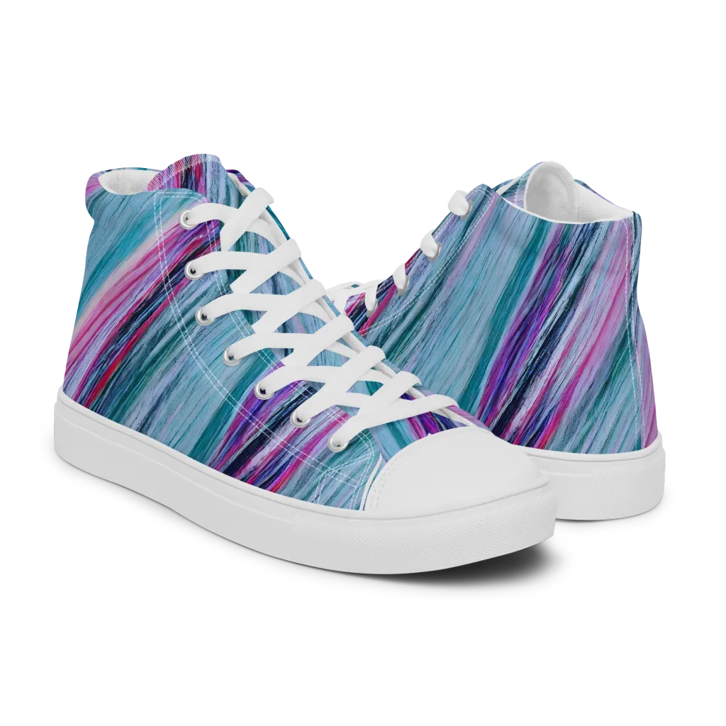 Chromatic Drift on Men's High Top Canvas Shoes — Right