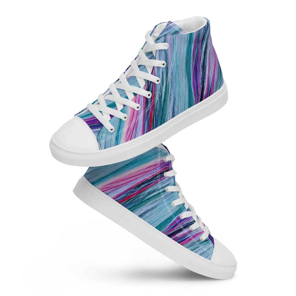 Chromatic Drift on Men's High Top Canvas Shoes — Front