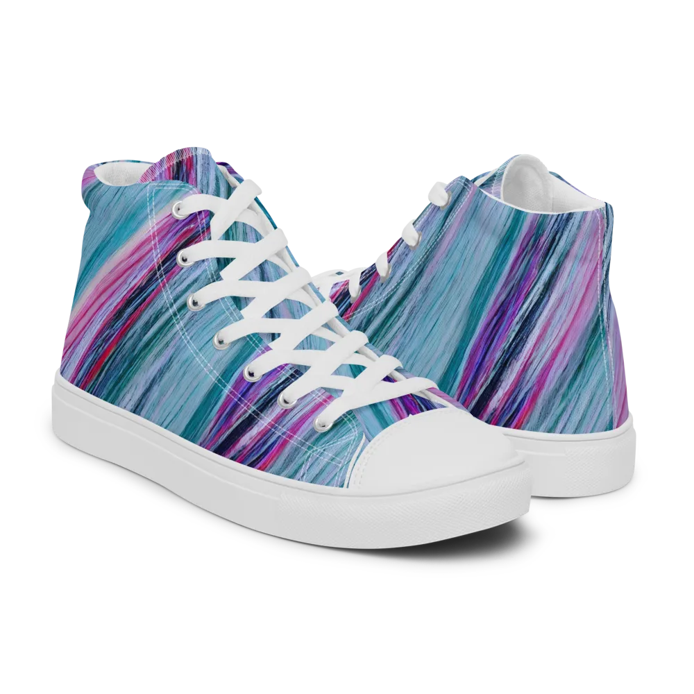 Chromatic Drift on Women's High Top Canvas Shoes — Right