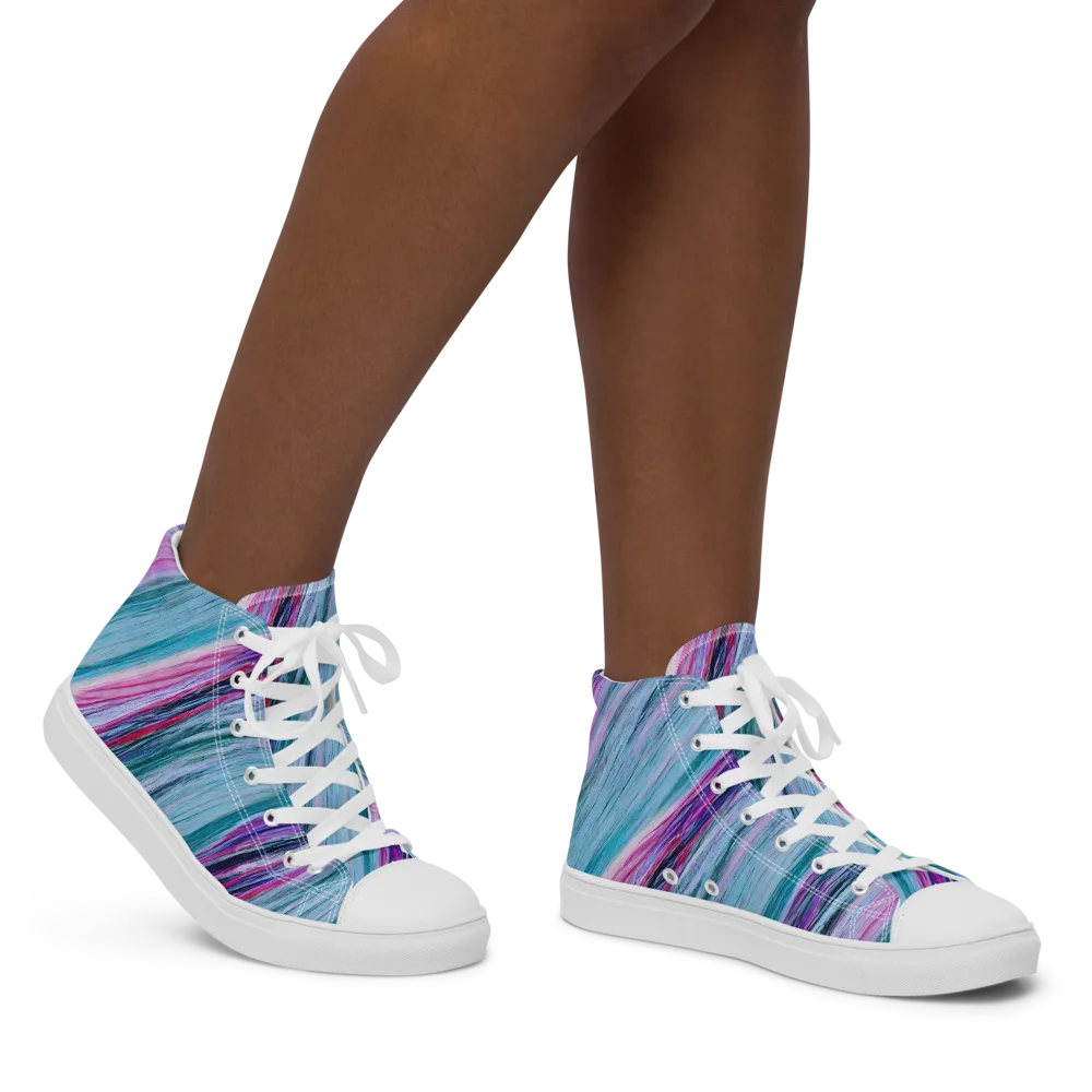 Chromatic Drift on Women's High Top Canvas Shoes — Right