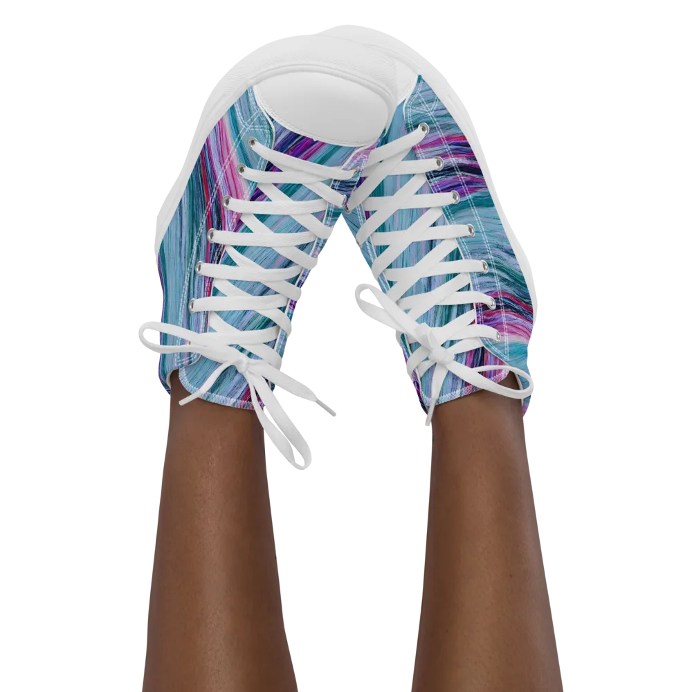 Chromatic Drift on Women's High Top Canvas Shoes — Front