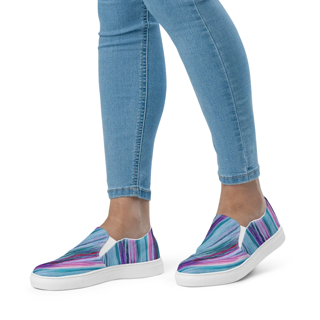 Chromatic Drift on Women's Slip-On Canvas Shoes — Front