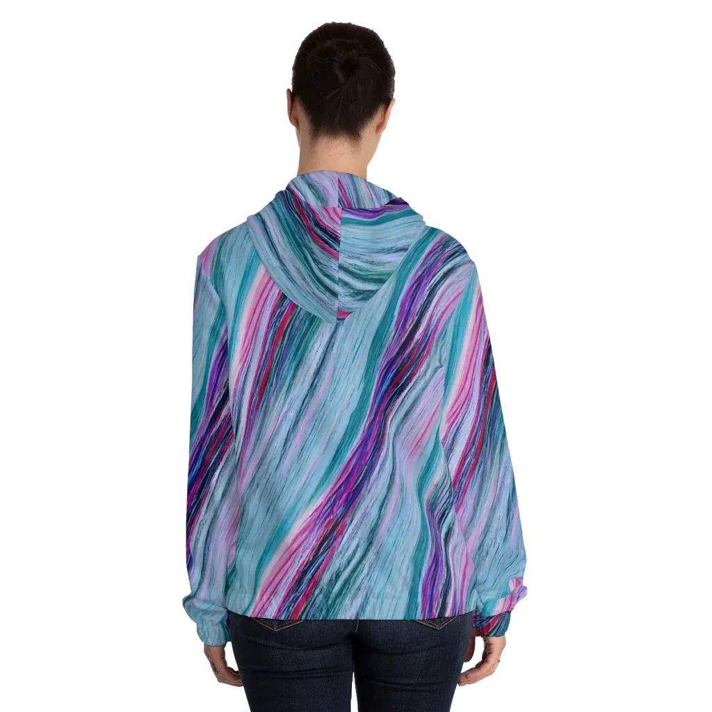 Chromatic Drift on Women's Full-Zip Hoodie — Back On Person
