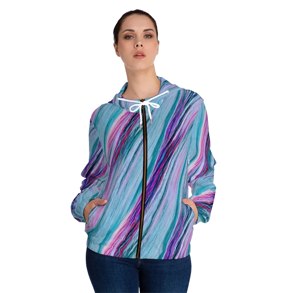 Chromatic Drift on Women's Full-Zip Hoodie — Front On Person